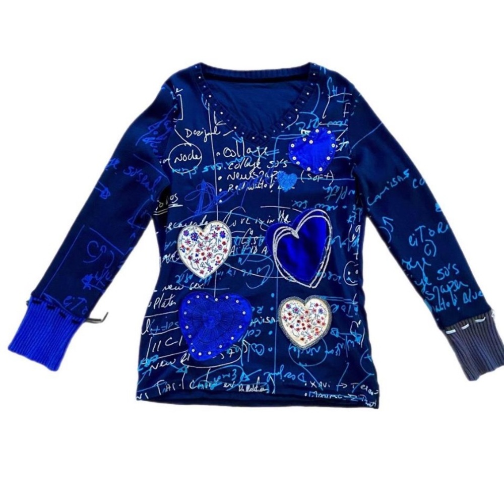 beautiful and rare blue sequin desigual sweater top vintage